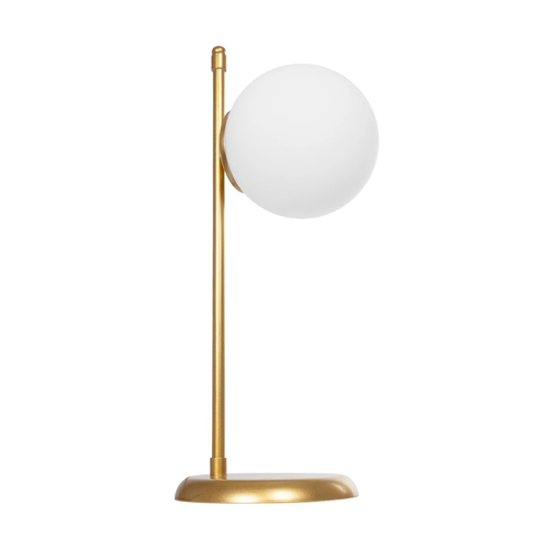 GloboStar® GLOBUS 203-0182 Μοντέρνο Επιτραπέζιο Φωτιστικό Πορτατίφ Μονόφωτο 1 x E27 IP20 Χρυσο Μέταλλο με Λευκό Γυαλί - Μ21 x Π16.5 x Υ45cm