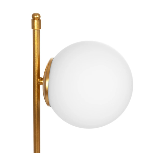 GloboStar® GLOBUS 203-0182 Μοντέρνο Επιτραπέζιο Φωτιστικό Πορτατίφ Μονόφωτο 1 x E27 IP20 Χρυσο Μέταλλο με Λευκό Γυαλί - Μ21 x Π16.5 x Υ45cm