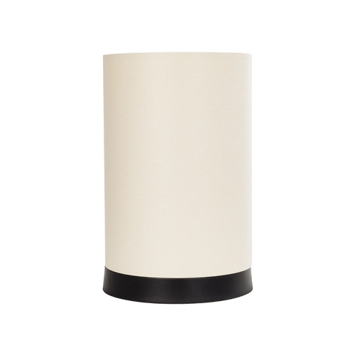 GloboStar® CYLINDER 203-0183 Μοντέρνο Επιτραπέζιο Φωτιστικό Πορτατίφ Μονόφωτο 1 x E27 IP20 Μαύρο Πλαστικό με Μπεζ Υφασμα - Μ14 x Π14 x Υ22cm
