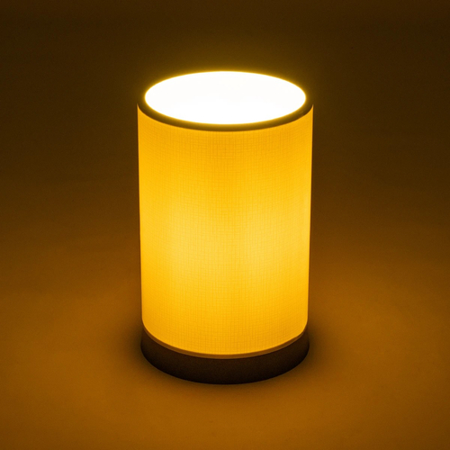 GloboStar® CYLINDER 203-0183 Μοντέρνο Επιτραπέζιο Φωτιστικό Πορτατίφ Μονόφωτο 1 x E27 IP20 Μαύρο Πλαστικό με Μπεζ Υφασμα - Μ14 x Π14 x Υ22cm