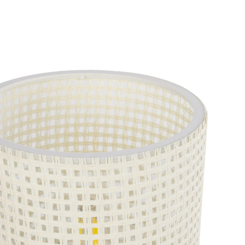 GloboStar® CYLINDER 203-0184 Μοντέρνο Επιτραπέζιο Φωτιστικό Πορτατίφ Μονόφωτο 1 x E27 IP20 Μαύρo Πλαστικό με Λευκό Διάτρητο Υφασμα - Μ14 x Π14 x Υ22cm