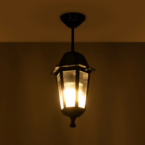 GLOBOSTAR® VITRO 203-0189 Vintage Φωτιστικό Οροφής με Ντουί 1 x E27 AC 220-240V IP44 - Μαύρο - Μ17 x Π17 x Υ28cm