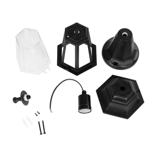 GloboStar® VITRO 203-0190 Vintage Επιδαπέδιο Φωτιστικό Φαναράκι Μονόφωτο 1 x E27 IP44 Μαύρο & Διάφανο Πλαστικό - Μ17 x Π17 x Υ40cm