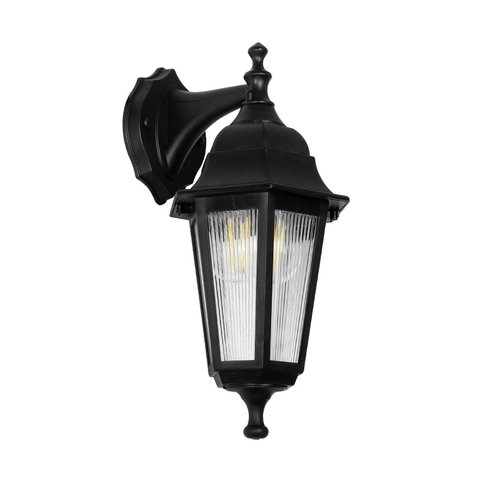 GLOBOSTAR® VITRO 203-0191 Vintage Φωτιστικό Τοίχου - Απλίκα με Ντουί 1 x E27 AC 220-240V IP44 - Μαύρο - Μ17 x Π20 x Υ36cm