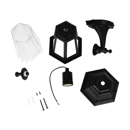 GLOBOSTAR® VITRO 203-0191 Vintage Φωτιστικό Τοίχου - Απλίκα με Ντουί 1 x E27 AC 220-240V IP44 - Μαύρο - Μ17 x Π20 x Υ36cm