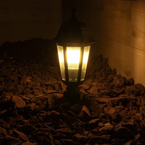 GloboStar® VITRO 203-0193 Vintage Καρφωτό Φωτιστικό Φαναράκι Μονόφωτο 1 x E27 IP44 Μαύρο & Διάφανο Πλαστικό - Μ17 x Π17 x Υ55cm