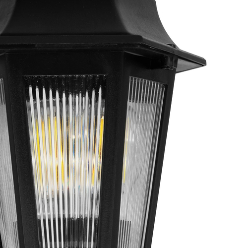 GloboStar® VITRO 203-0193 Vintage Καρφωτό Φωτιστικό Φαναράκι Μονόφωτο 1 x E27 IP44 Μαύρο & Διάφανο Πλαστικό - Μ17 x Π17 x Υ55cm