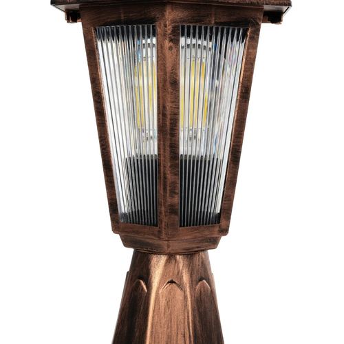 GloboStar® VITRO 203-0195 Vintage Επιδαπέδιο Φωτιστικό Φαναράκι Μονόφωτο 1 x E27 IP44 Χάλκινο & Διάφανο Πλαστικό - Μ17 x Π17 x Υ40cm