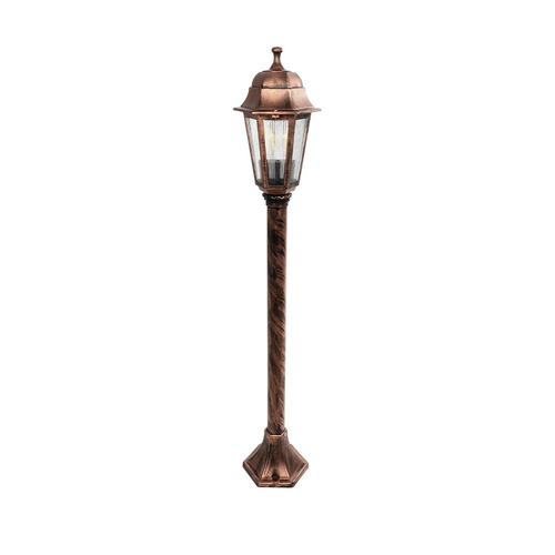 GloboStar® VITRO 203-0197 Vintage Επιδαπέδιο Φωτιστικό Κολωνάκι Κήπου Μονόφωτο 1 x E27 IP44 Χάλκινο & Διάφανο Πλαστικό - Μ17 x Π17 x Υ100cm