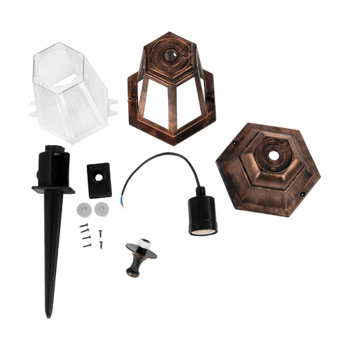 GloboStar® VITRO 203-0198 Vintage Καρφωτό Φωτιστικό Φαναράκι Μονόφωτο 1 x E27 IP44 Χάλκινο & Διάφανο Πλαστικό - Μ17 x Π17 x Υ55cm