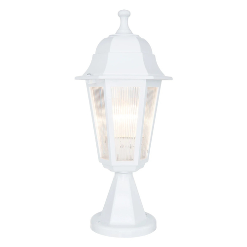 GloboStar® VITRO 203-0200 Vintage Επιδαπέδιο Φωτιστικό Φαναράκι Μονόφωτο 1 x E27 IP44 Λευκό & Διάφανο Πλαστικό - Μ16 x Π16 x Υ39cm