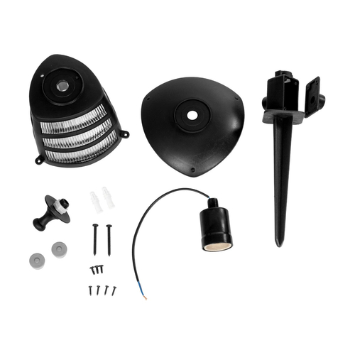 GloboStar® ZARDIN 203-0208 Vintage Καρφωτό Φωτιστικό Φαναράκι Μονόφωτο 1 x E27 IP44 Μαύρο & Διάφανο Πλαστικό - Μ17 x Π17 x Υ50cm