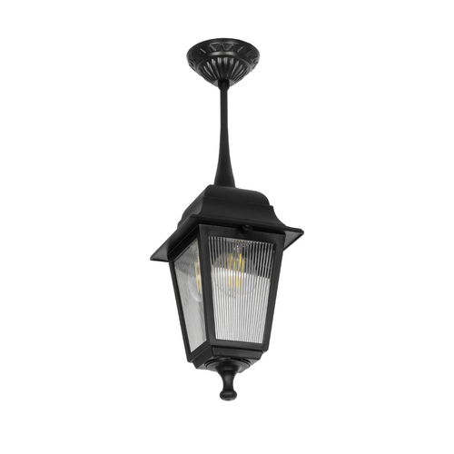 GLOBOSTAR® SOLME 203-0209 Vintage Φωτιστικό Οροφής με Ντουί 1 x E27 AC 220-240V IP44 - Μαύρο - Μ15 x Π15 x Υ27cm