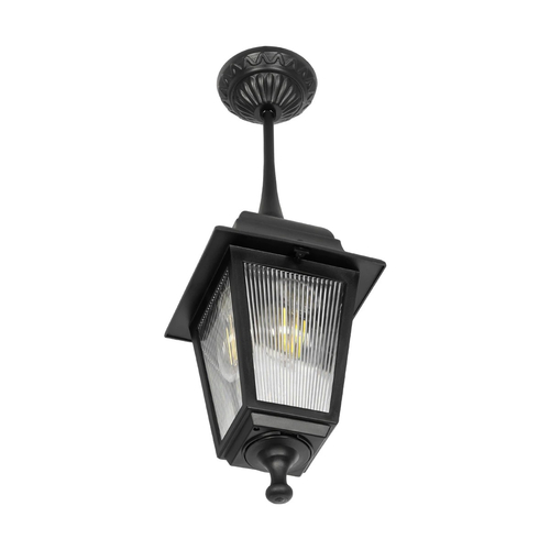 GLOBOSTAR® SOLME 203-0209 Vintage Φωτιστικό Οροφής με Ντουί 1 x E27 AC 220-240V IP44 - Μαύρο - Μ15 x Π15 x Υ27cm