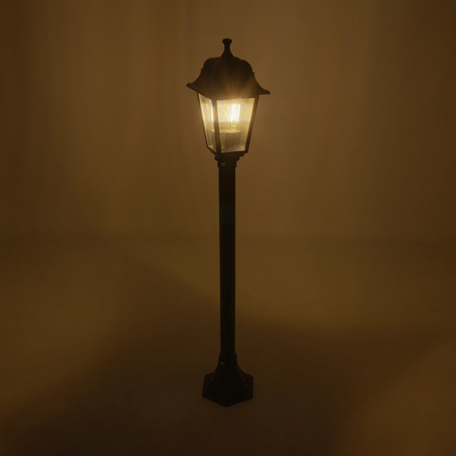 GloboStar® SOLME 203-0212 Vintage Επιδαπέδιο Φωτιστικό Κολωνάκι Κήπου Μονόφωτο 1 x E27 IP44 Μαύρο & Διάφανο Πλαστικό - Μ22 x Π22 x Υ100cm