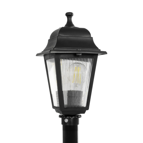GloboStar® SOLME 203-0212 Vintage Επιδαπέδιο Φωτιστικό Κολωνάκι Κήπου Μονόφωτο 1 x E27 IP44 Μαύρο & Διάφανο Πλαστικό - Μ22 x Π22 x Υ100cm