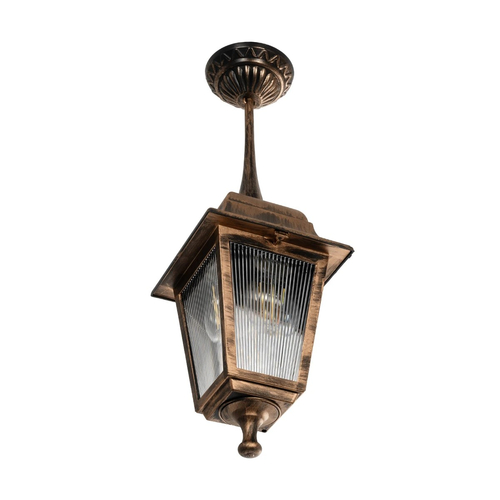 GLOBOSTAR® SOLME 203-0214 Vintage Φωτιστικό Οροφής με Ντουί 1 x E27 AC 220-240V IP44 - Χάλκινο - Μ15 x Π15 x Υ27cm