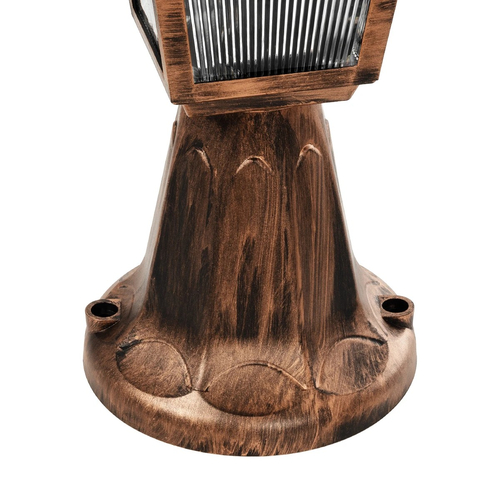 GloboStar® SOLME 203-0215 Vintage Επιδαπέδιο Φωτιστικό Φαναράκι Μονόφωτο 1 x E27 IP44 Χάλκινο & Διάφανο Πλαστικό - Μ22 x Π22 x Υ40cm