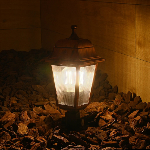 GloboStar® SOLME 203-0218 Vintage Καρφωτό Φωτιστικό Φαναράκι Μονόφωτο 1 x E27 IP44 Χάλκινο & Διάφανο Πλαστικό - Μ22 x Π22 x Υ35cm