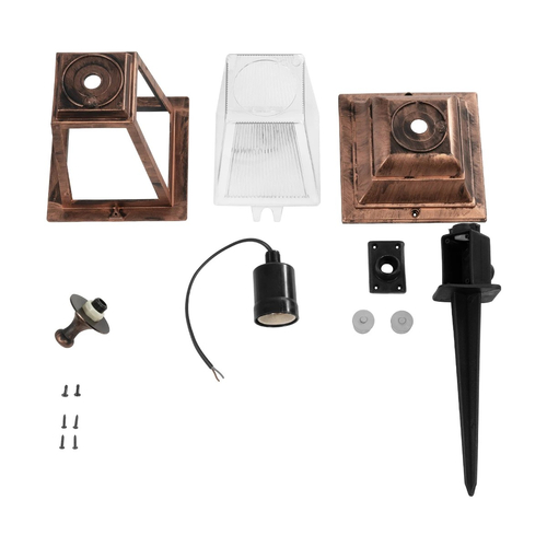 GloboStar® SOLME 203-0218 Vintage Καρφωτό Φωτιστικό Φαναράκι Μονόφωτο 1 x E27 IP44 Χάλκινο & Διάφανο Πλαστικό - Μ22 x Π22 x Υ35cm