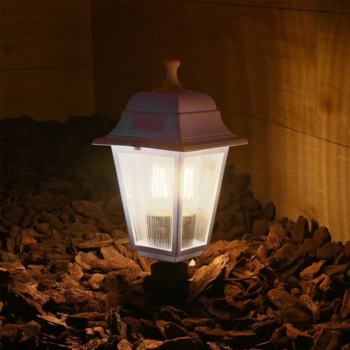 GloboStar® SOLME 203-0223 Vintage Καρφωτό Φωτιστικό Φαναράκι Μονόφωτο 1 x E27 IP44 Λευκό & Διάφανο Πλαστικό - Μ22 x Π22 x Υ35cm