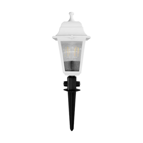 GloboStar® SOLME 203-0223 Vintage Καρφωτό Φωτιστικό Φαναράκι Μονόφωτο 1 x E27 IP44 Λευκό & Διάφανο Πλαστικό - Μ22 x Π22 x Υ35cm