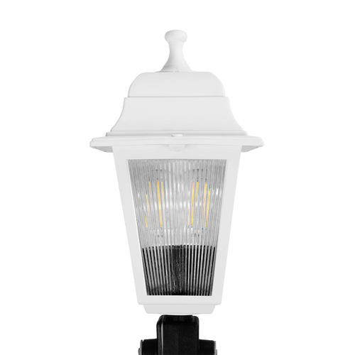 GloboStar® SOLME 203-0223 Vintage Καρφωτό Φωτιστικό Φαναράκι Μονόφωτο 1 x E27 IP44 Λευκό & Διάφανο Πλαστικό - Μ22 x Π22 x Υ35cm