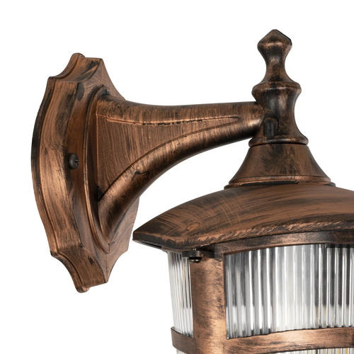 GLOBOSTAR® ZARDIN 203-0226 Vintage Φωτιστικό Τοίχου - Απλίκα με Ντουί 1 x E27 AC 220-240V IP44 - Χάλκινο - Μ17 x Π21 x Υ30cm