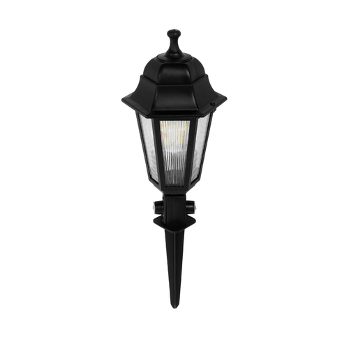 GloboStar® VITRO 203-0193 Vintage Καρφωτό Φωτιστικό Φαναράκι Μονόφωτο 1 x E27 IP44 Μαύρο & Διάφανο Πλαστικό - Μ17 x Π17 x Υ55cm