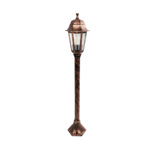 GloboStar® VITRO 203-0197 Vintage Επιδαπέδιο Φωτιστικό Κολωνάκι Κήπου Μονόφωτο 1 x E27 IP44 Χάλκινο & Διάφανο Πλαστικό - Μ17 x Π17 x Υ100cm