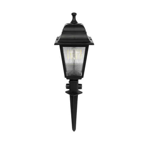 GloboStar® SOLME 203-0213 Vintage Καρφωτό Φωτιστικό Φαναράκι Μονόφωτο 1 x E27 IP44 Μαύρο & Διάφανο Πλαστικό - Μ22 x Π22 x Υ35cm