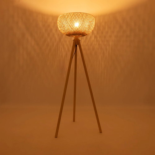 GLOBOSTAR® POPPY 01983 Boho Επιδαπέδιο Φωτιστικό με Ντουί 1 x E27 AC 220-240V IP20 - Μπεζ - Μ58 x Π58 x Υ143cm