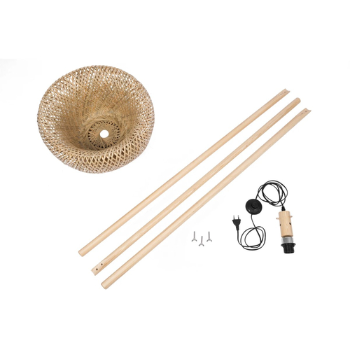 GLOBOSTAR® POPPY 01983 Boho Επιδαπέδιο Φωτιστικό με Ντουί 1 x E27 AC 220-240V IP20 - Μπεζ - Μ58 x Π58 x Υ143cm