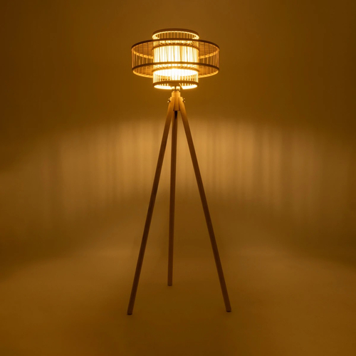 GLOBOSTAR® POPPY 01989 Boho Επιδαπέδιο Φωτιστικό με Ντουί 1 x E27 AC 220-240V IP20 - Μπεζ - Μ58 x Π58 x Υ149cm