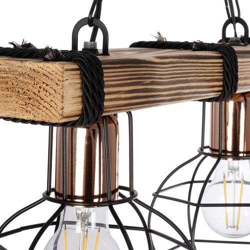 GLOBOSTAR® STARLO 201-0005 Vintage Κρεμαστό Φωτιστικό Οροφής με Ντουί 2 x E27 AC 220-240V IP20 - Μπεζ & Μαύρο - Μ38 x Π16 x Υ23cm