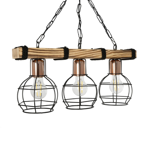 GLOBOSTAR® STARLO 201-0006 Vintage Κρεμαστό Φωτιστικό Οροφής με Ντουί 3 x E27 AC 220-240V IP20 - Μπεζ & Μαύρο - Μ50 x Π16 x Υ23cm