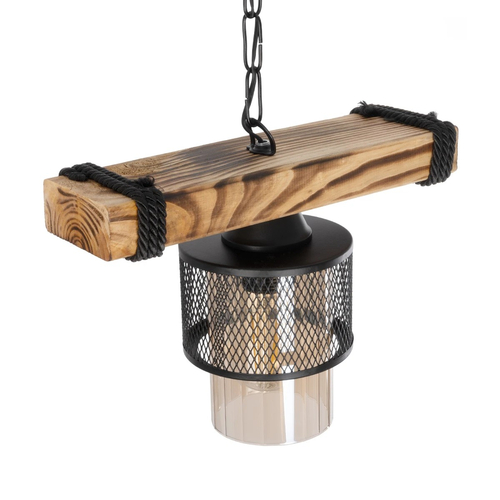 GLOBOSTAR® GLORA 201-0007 Vintage Κρεμαστό Φωτιστικό Οροφής με Ντουί 1 x E27 AC 220-240V IP20 - Μπεζ & Μαύρο - Μ29 x Π12 x Υ21cm