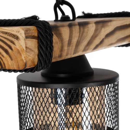 GLOBOSTAR® GLORA 201-0007 Vintage Κρεμαστό Φωτιστικό Οροφής με Ντουί 1 x E27 AC 220-240V IP20 - Μπεζ & Μαύρο - Μ29 x Π12 x Υ21cm