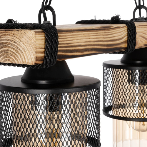 GLOBOSTAR® GLORA 201-0008 Vintage Κρεμαστό Φωτιστικό Οροφής με Ντουί 2 x E27 AC 220-240V IP20 - Μπεζ & Μαύρο - Μ38 x Π12 x Υ21cm