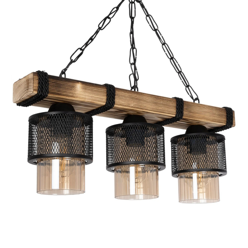 GLOBOSTAR® GLORA 201-0009 Vintage Κρεμαστό Φωτιστικό Οροφής με Ντουί 3 x E27 AC 220-240V IP20 - Μπεζ & Μαύρο - Μ50 x Π12 x Υ21cm