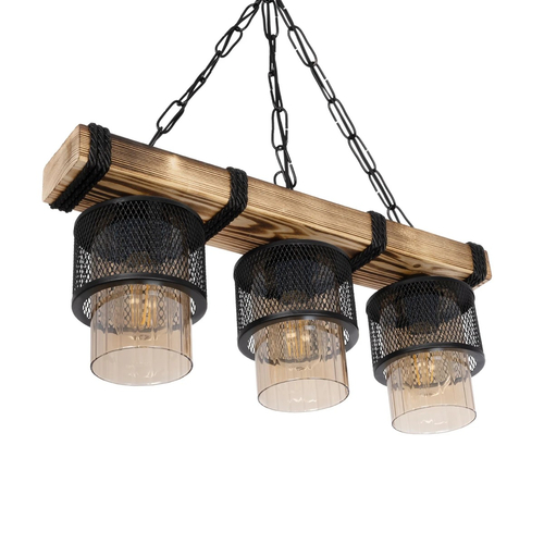 GLOBOSTAR® GLORA 201-0009 Vintage Κρεμαστό Φωτιστικό Οροφής με Ντουί 3 x E27 AC 220-240V IP20 - Μπεζ & Μαύρο - Μ50 x Π12 x Υ21cm