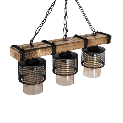 GLOBOSTAR® GLORA 201-0009 Vintage Κρεμαστό Φωτιστικό Οροφής με Ντουί 3 x E27 AC 220-240V IP20 - Μπεζ & Μαύρο - Μ50 x Π12 x Υ21cm