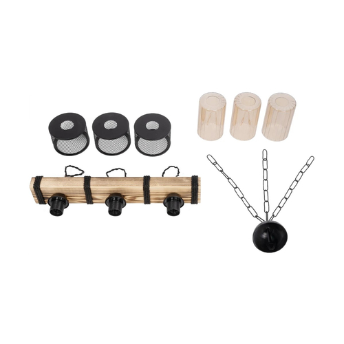 GLOBOSTAR® GLORA 201-0009 Vintage Κρεμαστό Φωτιστικό Οροφής με Ντουί 3 x E27 AC 220-240V IP20 - Μπεζ & Μαύρο - Μ50 x Π12 x Υ21cm