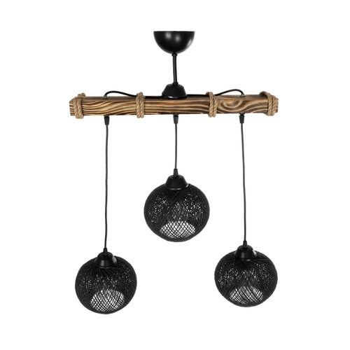 GLOBOSTAR® LUMA 201-0010 Vintage Κρεμαστό Φωτιστικό Οροφής με Ντουί 3 x E27 AC 220-240V IP20 - Μπεζ & Μαύρο - Μ55 x Π18 x Υ65cm