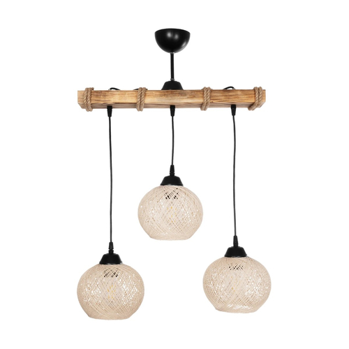 GLOBOSTAR® LUMA 201-0011 Vintage Κρεμαστό Φωτιστικό Οροφής με Ντουί 3 x E27 AC 220-240V IP20 - Μπεζ & Μαύρο - Μ55 x Π18 x Υ65cm