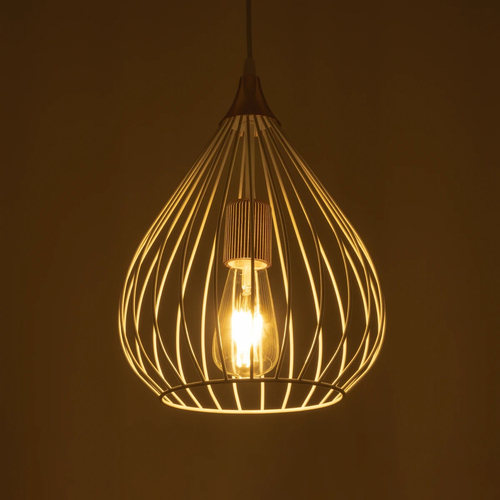 GLOBOSTAR® RADIARO 201-0014 Vintage Κρεμαστό Φωτιστικό Οροφής με Ντουί 1 x E27 AC 220-240V IP20 - Λευκό & Χάλκινο - Μ26 x Π26 x Υ35cm