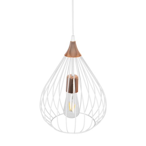 GLOBOSTAR® RADIARO 201-0014 Vintage Κρεμαστό Φωτιστικό Οροφής με Ντουί 1 x E27 AC 220-240V IP20 - Λευκό & Χάλκινο - Μ26 x Π26 x Υ35cm