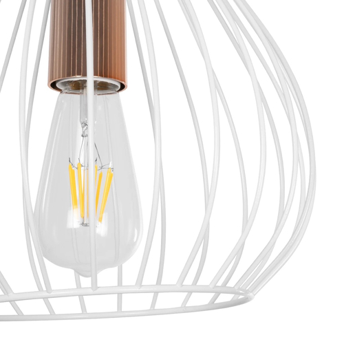 GLOBOSTAR® RADIARO 201-0014 Vintage Κρεμαστό Φωτιστικό Οροφής με Ντουί 1 x E27 AC 220-240V IP20 - Λευκό & Χάλκινο - Μ26 x Π26 x Υ35cm