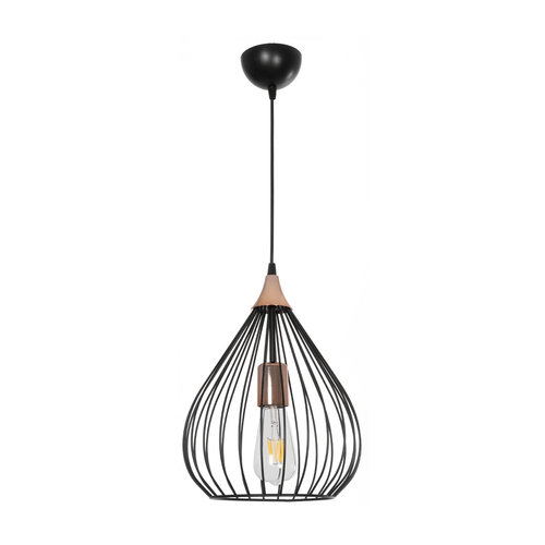 GLOBOSTAR® RADIARO 201-0015 Vintage Κρεμαστό Φωτιστικό Οροφής με Ντουί 1 x E27 AC 220-240V IP20 - Μαύρο & Χάλκινο - Μ26 x Π26 x Υ35cm