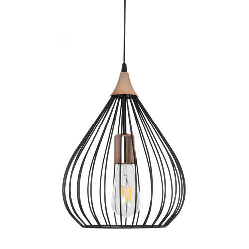 GLOBOSTAR® RADIARO 201-0015 Vintage Κρεμαστό Φωτιστικό Οροφής με Ντουί 1 x E27 AC 220-240V IP20 - Μαύρο & Χάλκινο - Μ26 x Π26 x Υ35cm